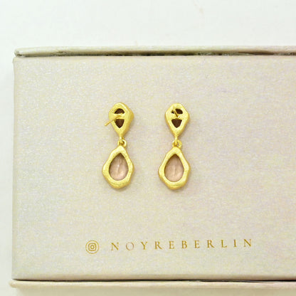 strawberry quartz morganite earring gold plated