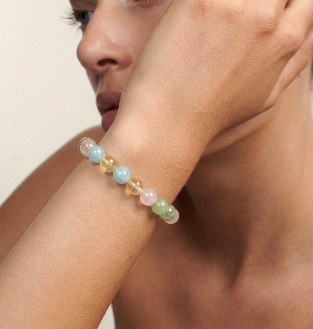 Gemstone Beaded Bracelet - Morganite & Aquamarine