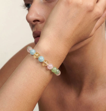 Gemstone Beaded Bracelet - Morganite & Aquamarine