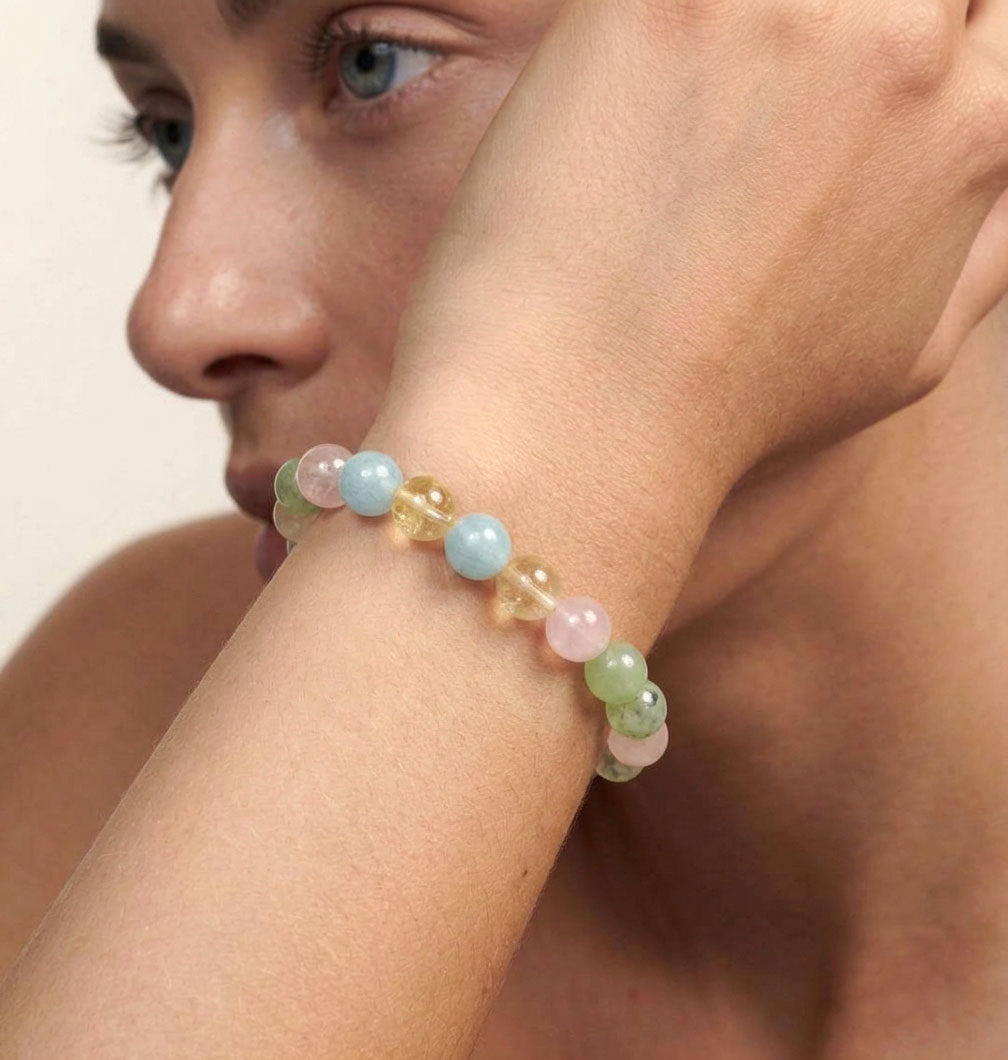 Gemstone Beaded Bracelet - Morganite & Aquamarine
