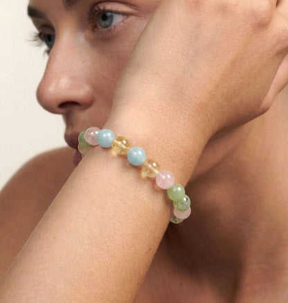 Gemstone Beaded Bracelet - Morganite & Aquamarine