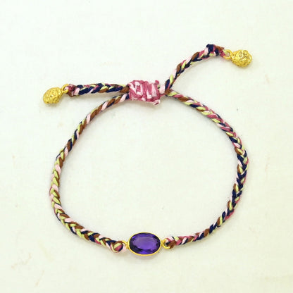 Hand-Woven Lilac Blue Braided Bracelet - Purple Amethyst