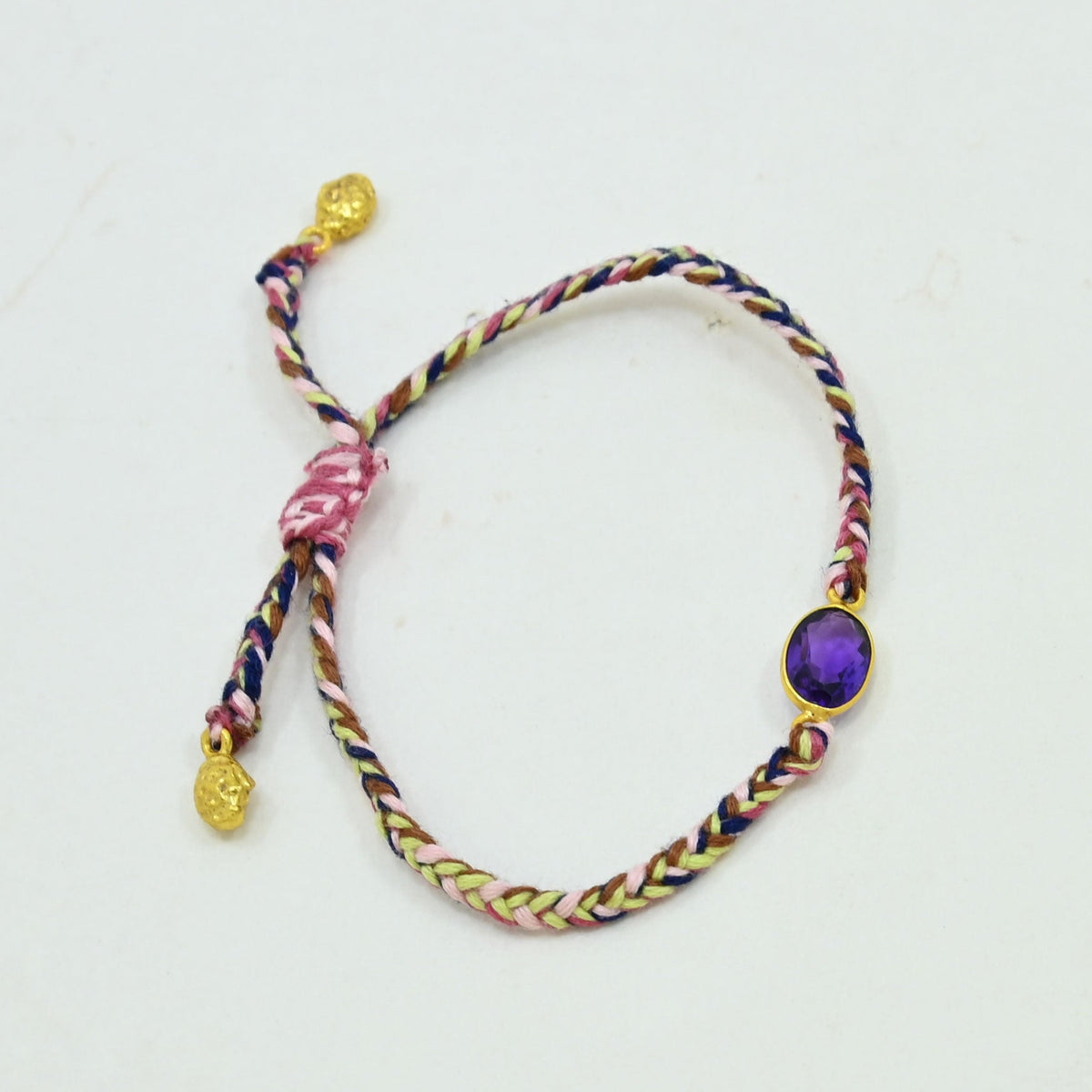 Hand-Woven Lilac Blue Braided Bracelet - Purple Amethyst