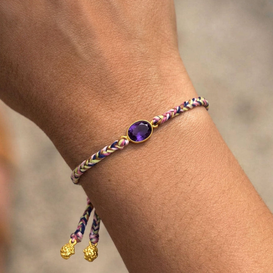 purple amethyst bracelet gold plated