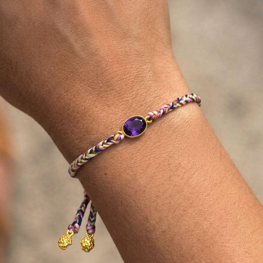 purple amethyst bracelet gold plated