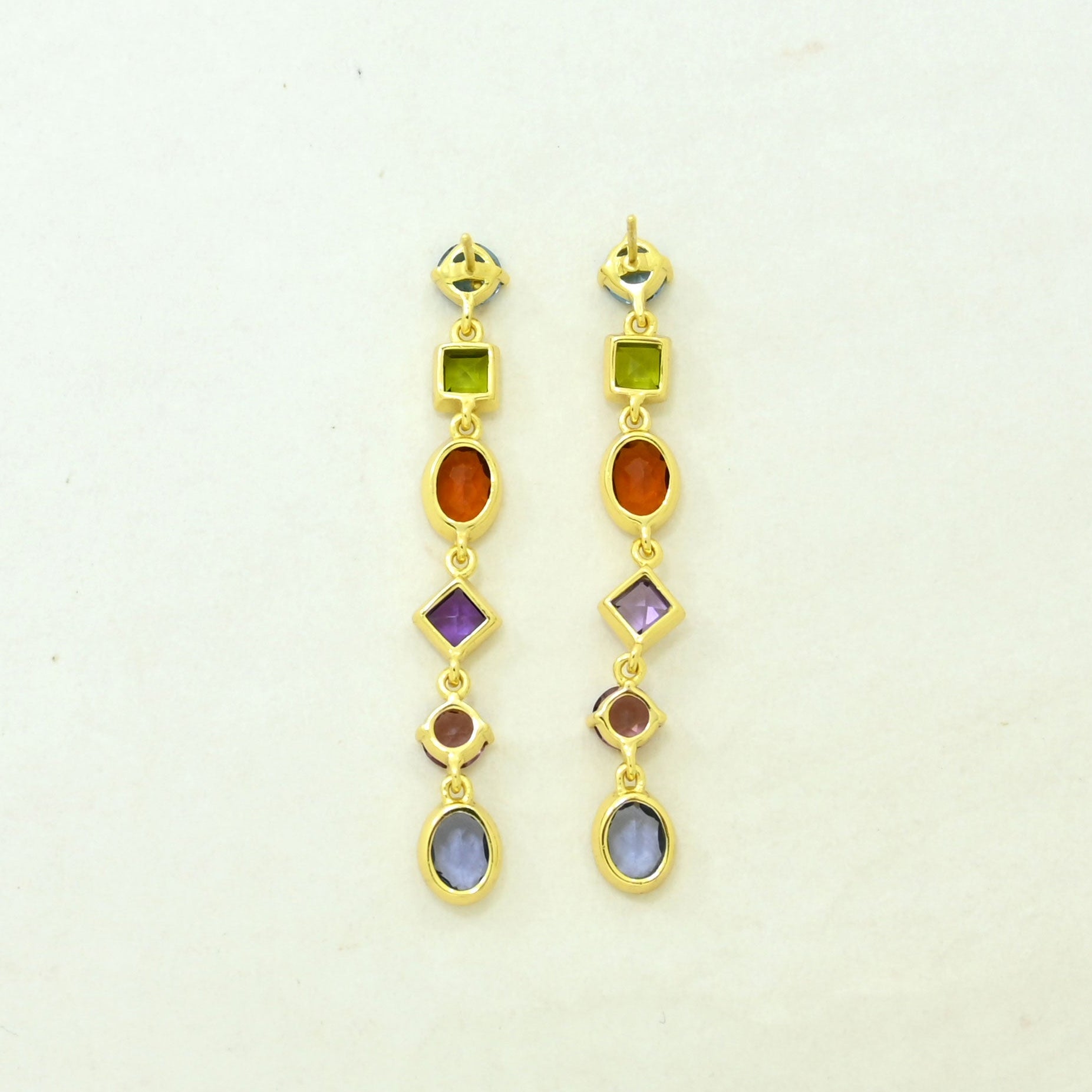 multicolored gemstone statement earring gold plated