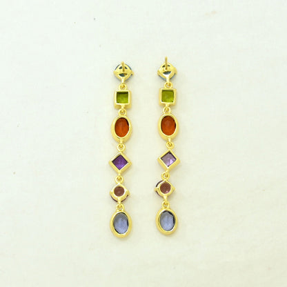multicolored gemstone statement earring gold plated