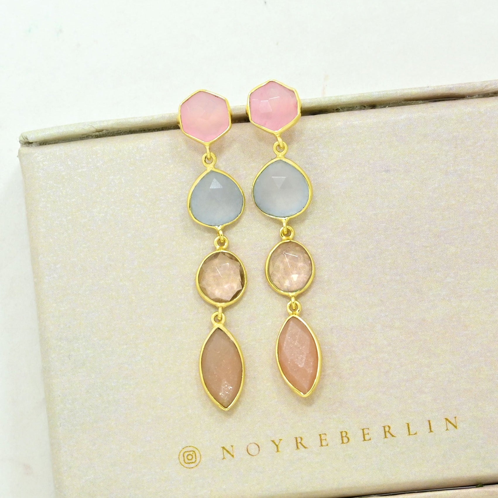 Multicolor Gemstone Earring Gold Filled