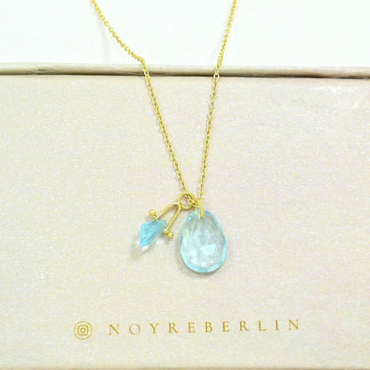 Gold plated Silver 925 necklace with Blue Topaz gemstone