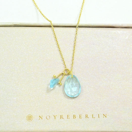 Gold plated Silver 925 necklace with Blue Topaz gemstone
