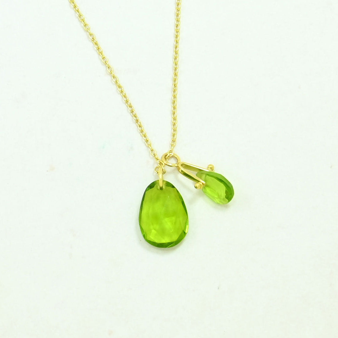 Gold plated Silver 925 necklace with green Peridot gemstone