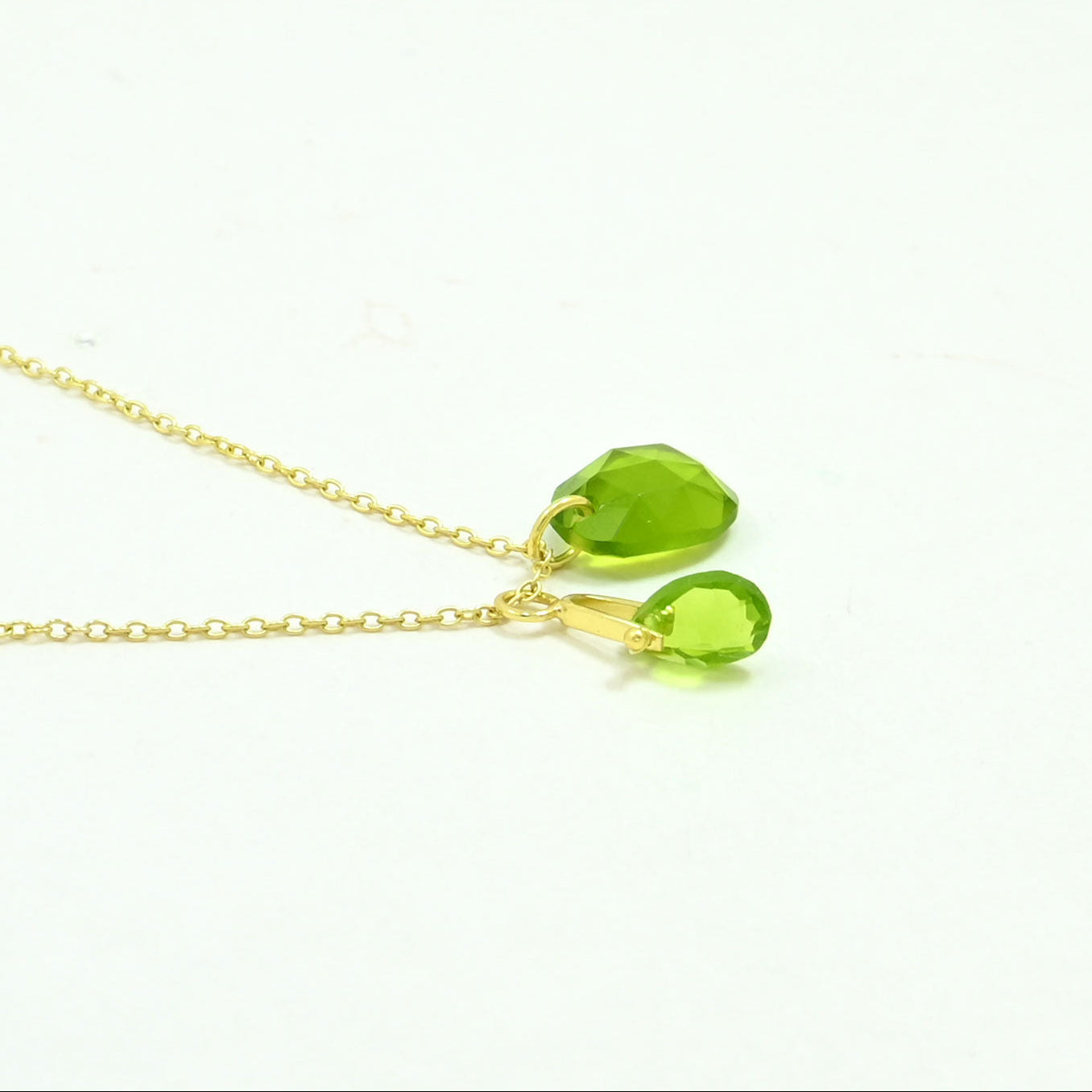 Gold plated Silver 925 necklace with green Peridot gemstone