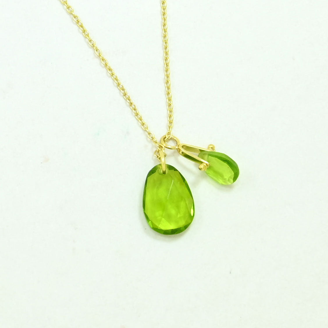 Gold plated Silver 925 necklace with green Peridot gemstone