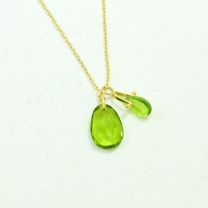 Gold plated Silver 925 necklace with green Peridot gemstone