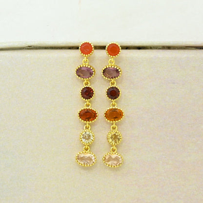 Orange hessonite carnelian citrine earring gold plated