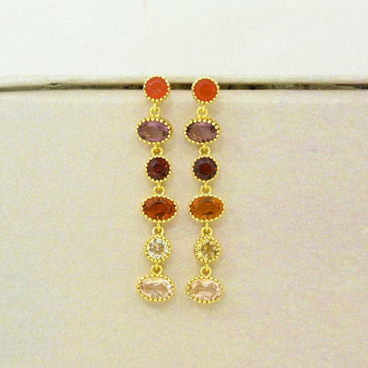 Orange hessonite carnelian citrine earring gold plated