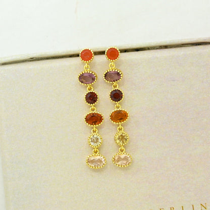 Orange hessonite carnelian citrine earring gold plated