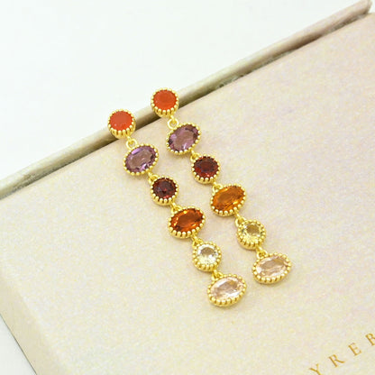 Orange hessonite carnelian citrine earring gold plated