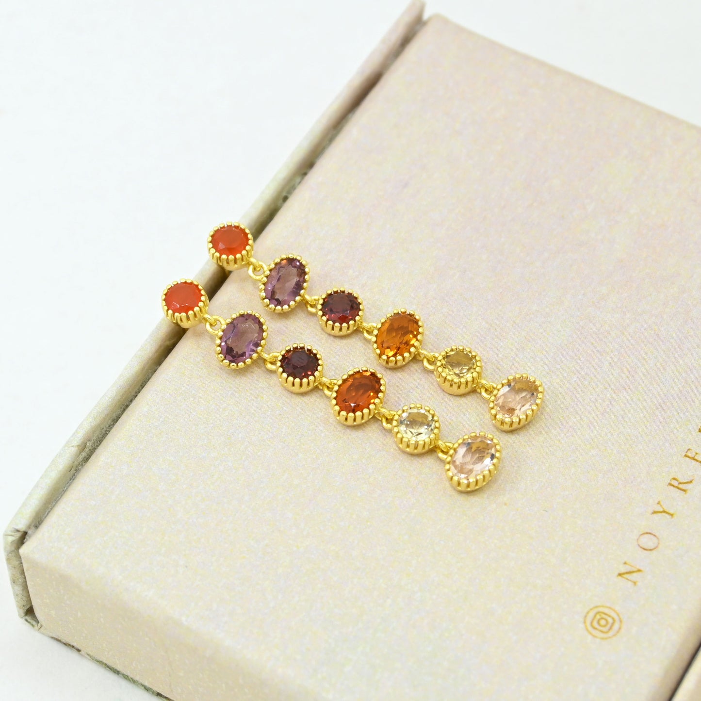 Orange hessonite carnelian citrine earring gold plated