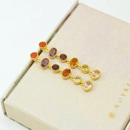 Orange hessonite carnelian citrine earring gold plated