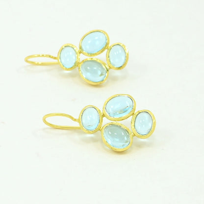blue topaz earrings gold plated
