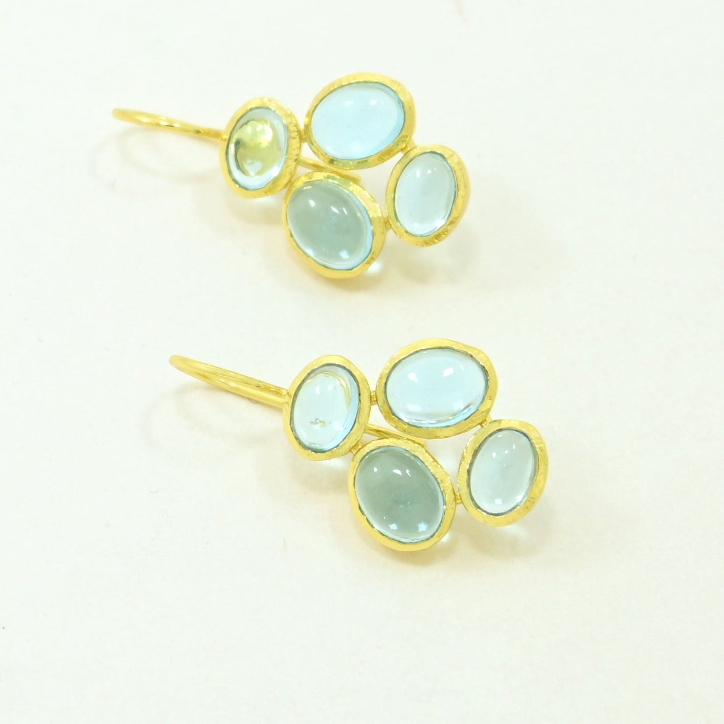 blue topaz earrings gold plated
