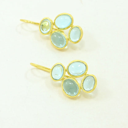 blue topaz earrings gold plated
