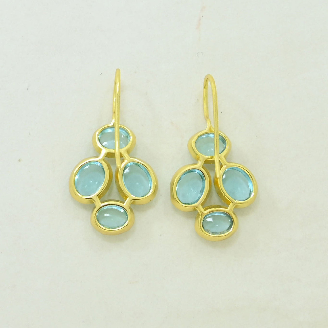 blue topaz earrings gold plated
