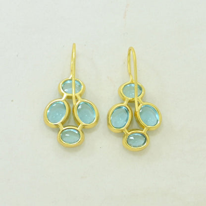 blue topaz earrings gold plated