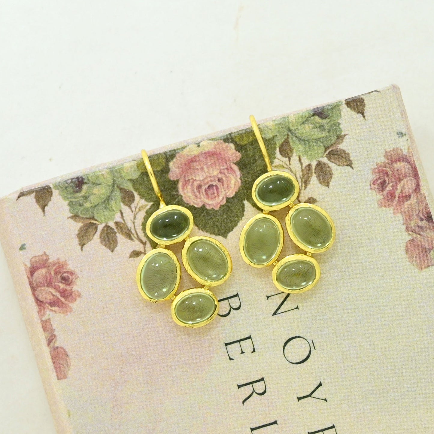 green prasiolite earring gold plated