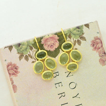green prasiolite earring gold plated