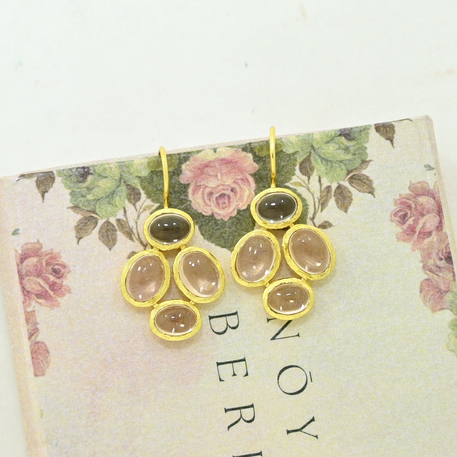 morganite earring gold plated