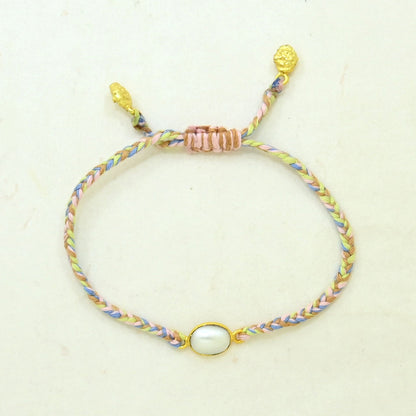 Hand-Woven Multicolor Pastel Braided Bracelet - Pearl