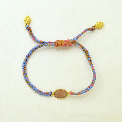 Hand-Woven Multicolor Braided Bracelet - Peach Moonstone