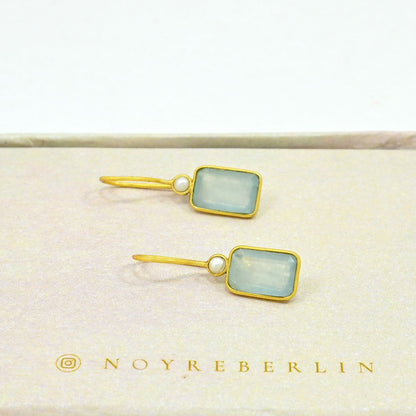 BIRDIE EARRING - PEARL & AQUAMARINE