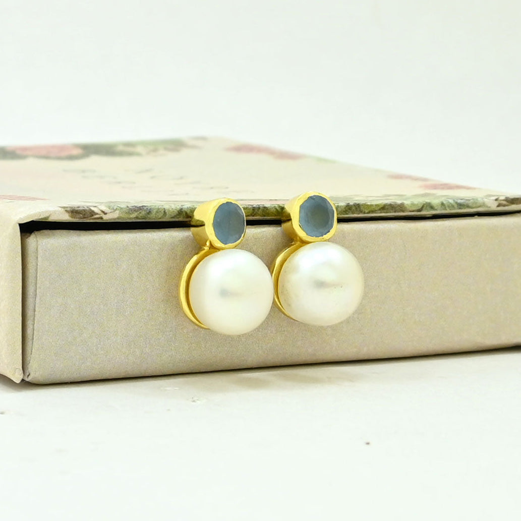 pearl stud earrings gold filled