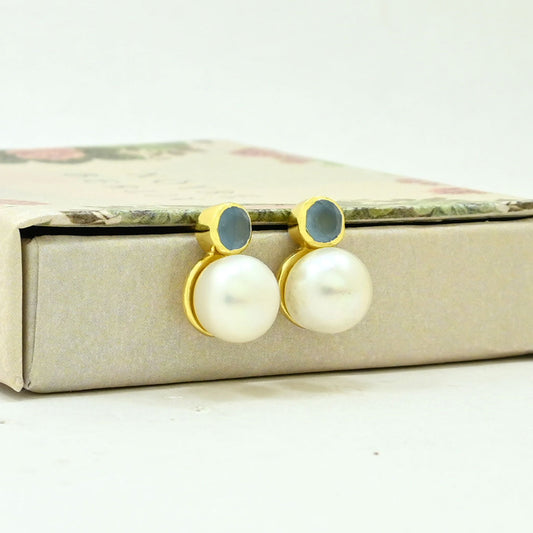 pearl stud earrings gold filled