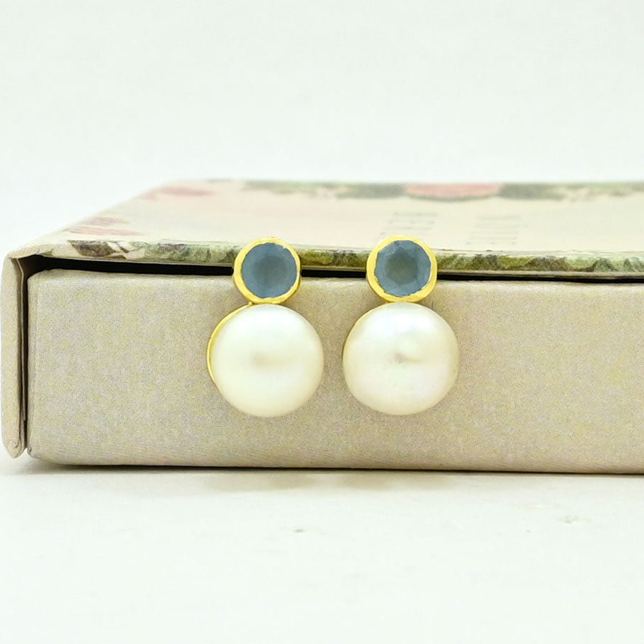 pearl stud earrings gold filled