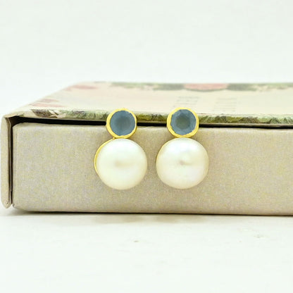 pearl stud earrings gold filled