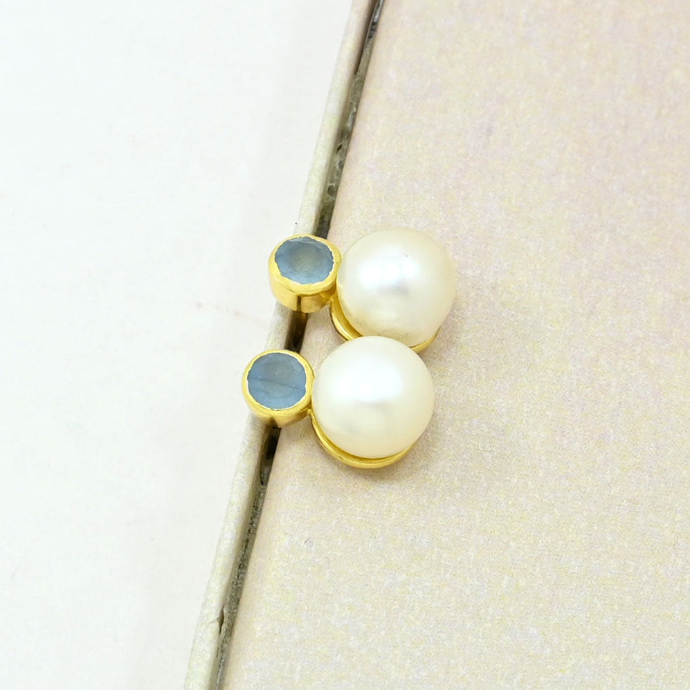 pearl stud earrings gold filled