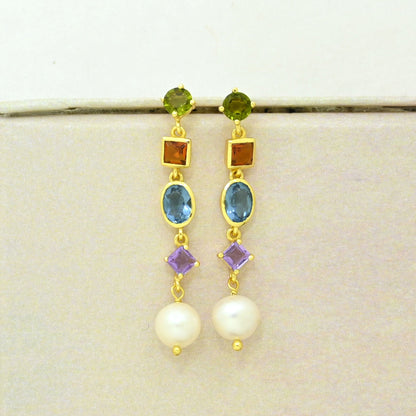 colorful gemstone earring gold plated