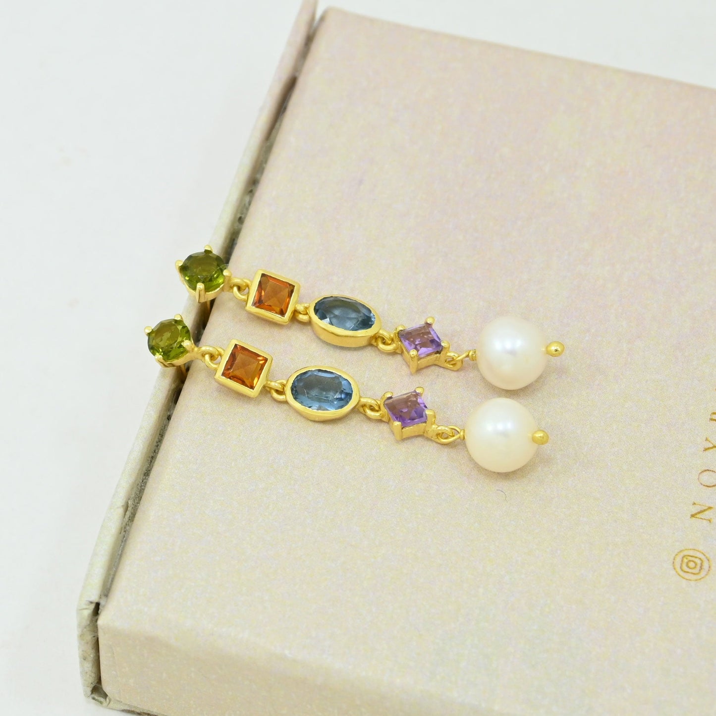 colorful gemstone earring gold plated