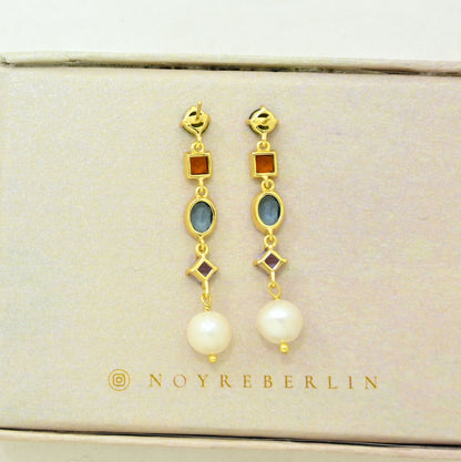 colorful gemstone earring gold plated