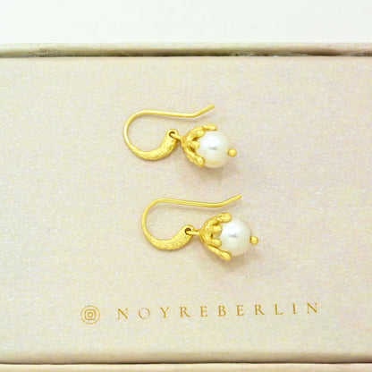 Boho pearl earrings gold plated