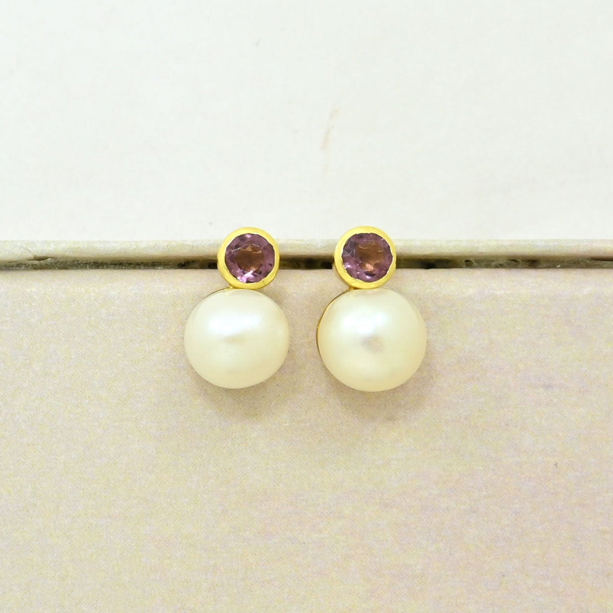 pearl rhodolite earring gold filled