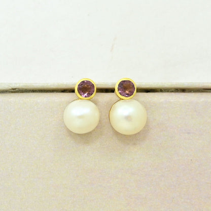 pearl rhodolite earring gold filled