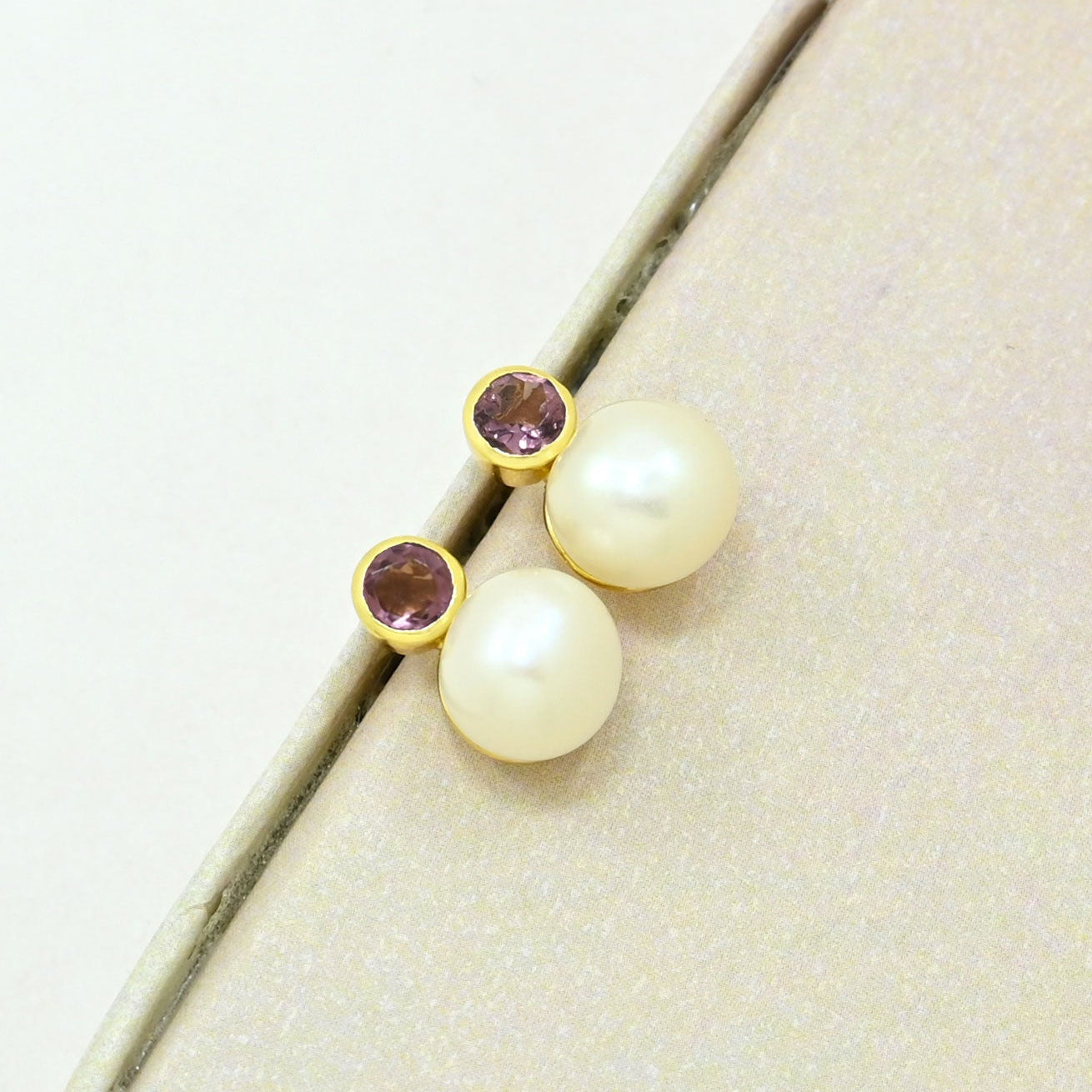 pearl rhodolite earring gold filled