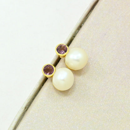 pearl rhodolite earring gold filled