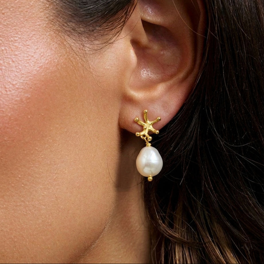 barock pearl earring gold plated