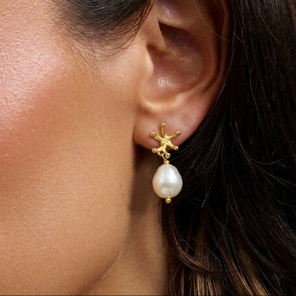 barock pearl earring gold plated